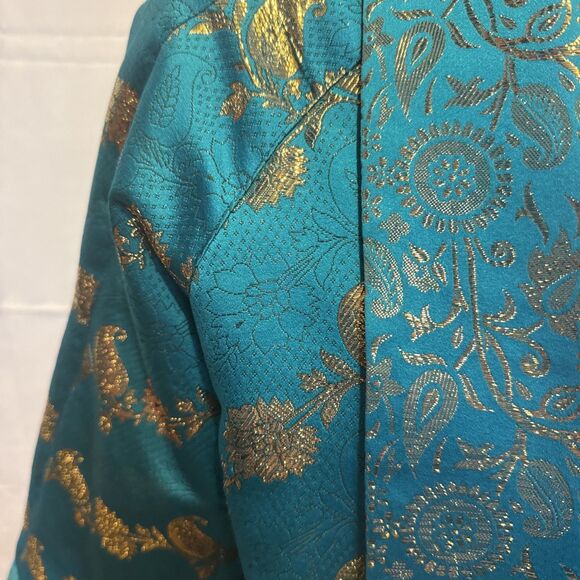 Vintage Victoria’s Secret Gold Label Brocade Jaquard Robe One Size Gold Metallic - Picture 3 of 13